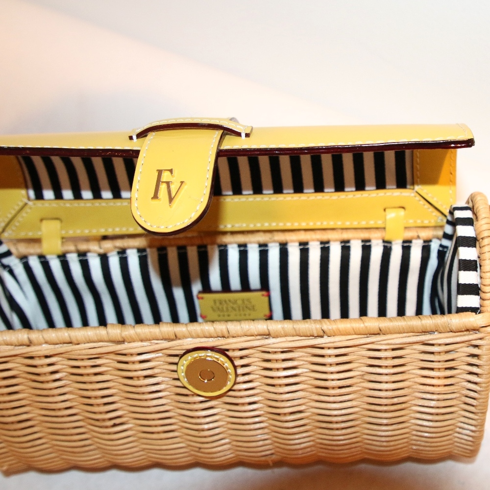 NEW Wicker Handbag with Yellow Leather - Picture 2 of 5